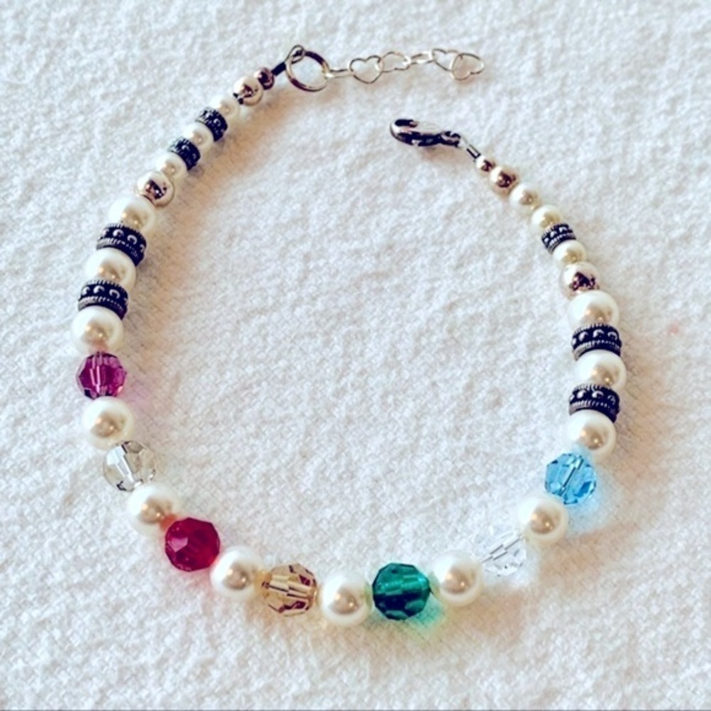 Sterling silver 925 clasp chain and beads faux pearls faceted glass beads